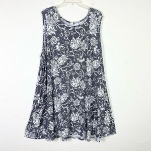Joie Black & White Floral Sleeveless Swing Mini Dress with Pockets Size 3X